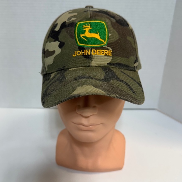 John Deere Camo - Tan Mesh Trucker Hat Cap Snapback - One Size Fits All - Picture 1 of 11